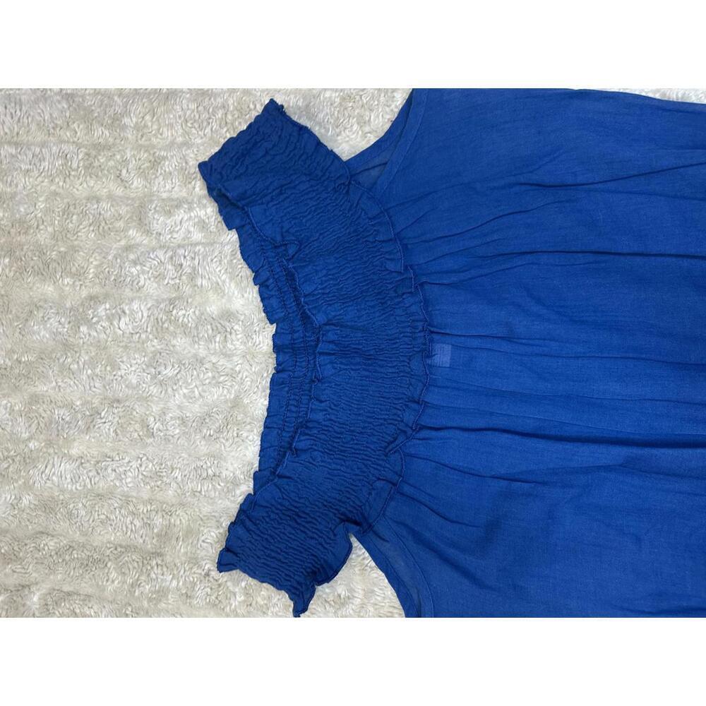 Lucky Brand blue cotton embroidered off-shoulder beach cover-up/romper Size S - Picture 2 of 7